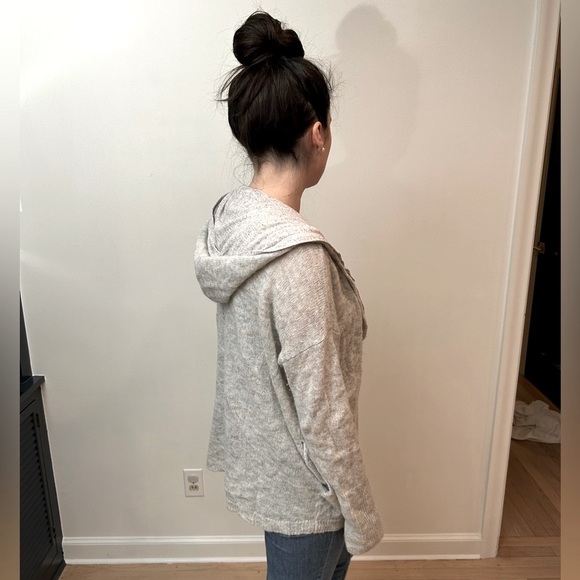 ANTHROPOLOGIE MOTH wool alpaca plend hooded boho cardigan sz L shawl - Picture 3 of 8